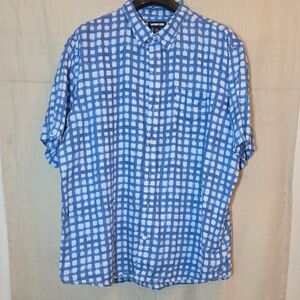 Lands' End Blue and White Grid Men's Shirt